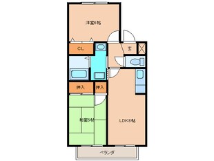 クレ－ル津福ⅡＤ棟の物件間取画像